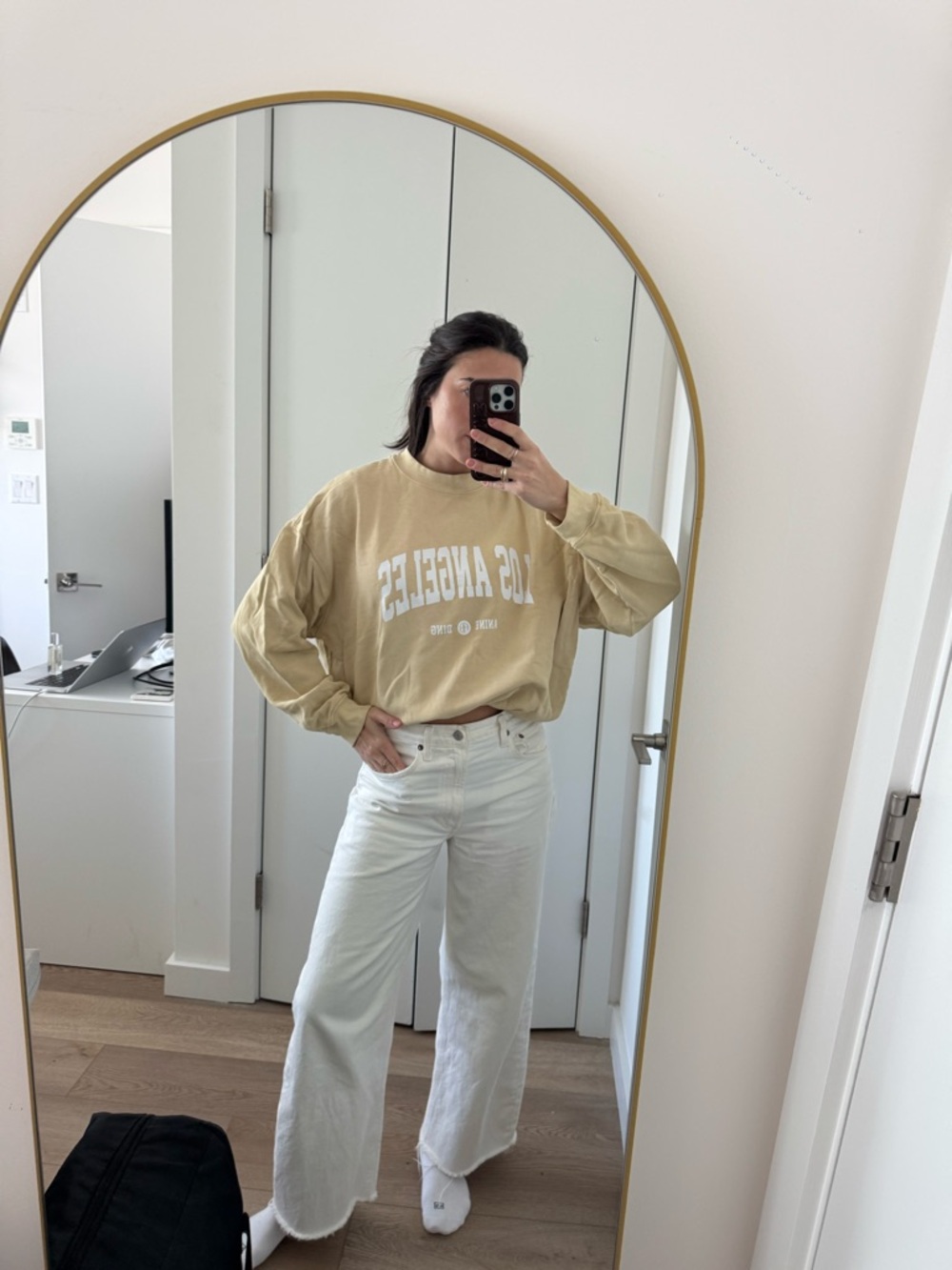 Anine Bing 'Los Angeles' Graphic Sweatshirt in yellow